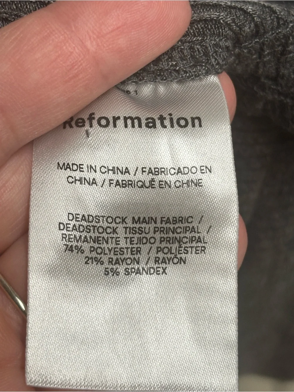 Reformation Ribbed Cami Bralette – Charcoal Gray – Size Large